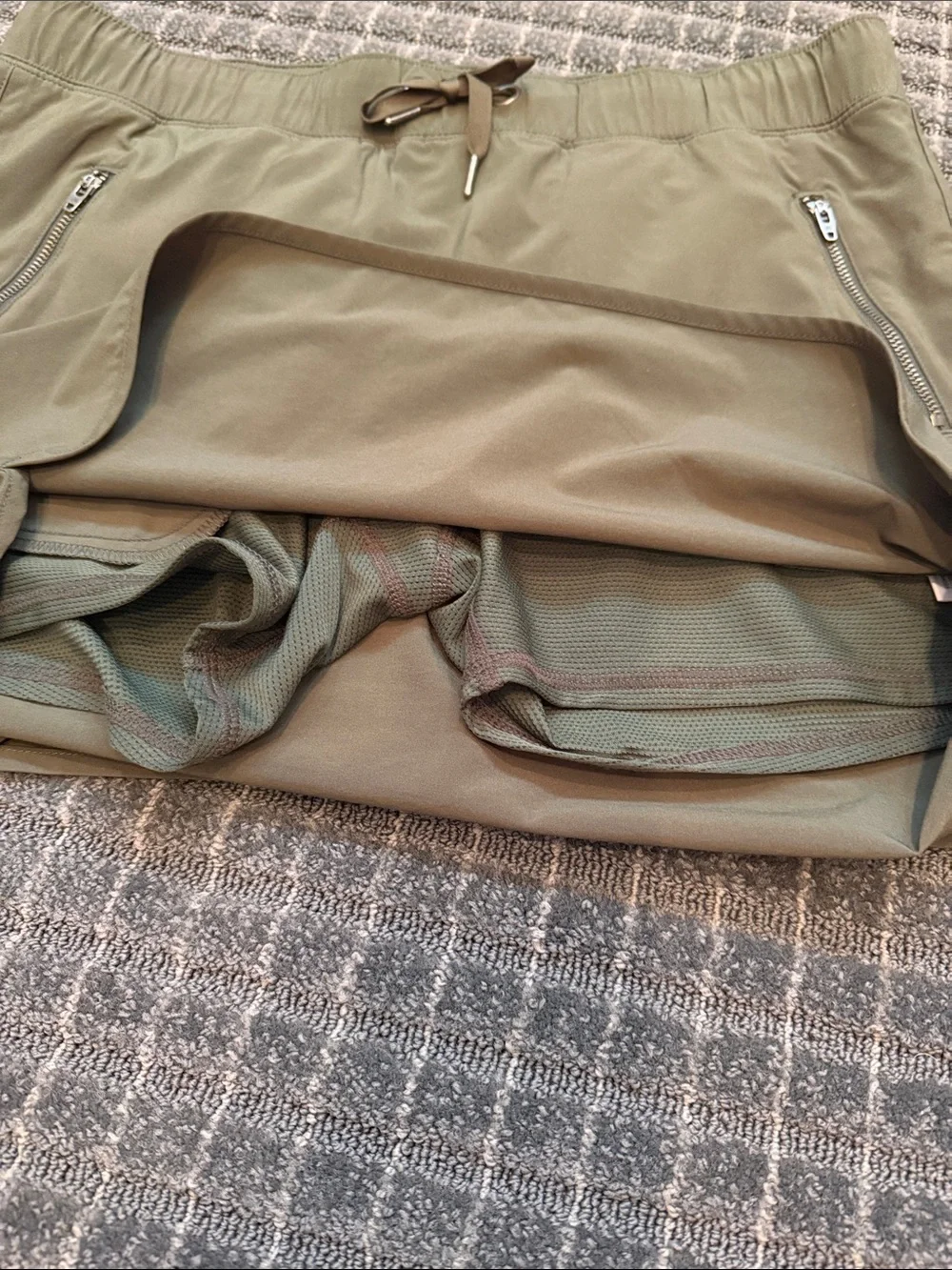 Athleta Olive Green Drawstring Skort with Elastic Waist
